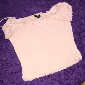 Light pink off the shoulder skirt, Crop top